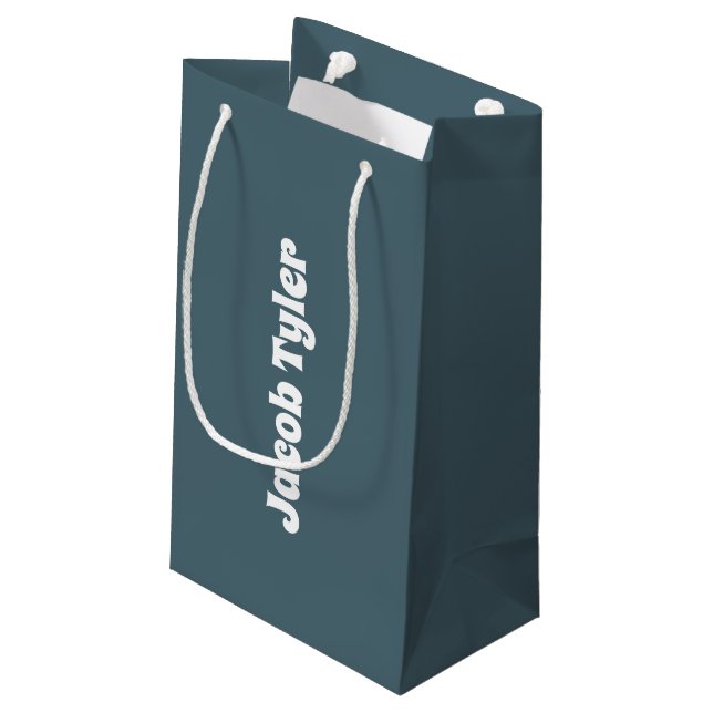 Sacola Para Presentes Pequena Slate Blue Personalizable Gift Bag (Verso inclinado)