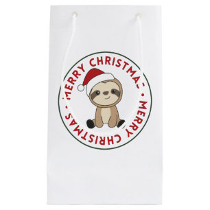 Sacola Para Presentes Pequena Sloth Christmas Snow Winter Animals Sloths