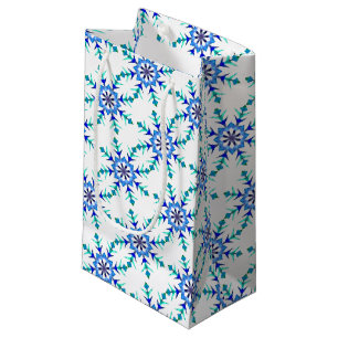 Sacola Para Presentes Pequena Sm Gift Bag Blue Snowflakes