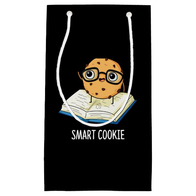 Sacola Para Presentes Pequena Smart Cookie Funny Snack Pun Escuro BG (Frente)
