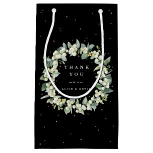 Sacola Para Presentes Pequena Snowberry+Eucalipto Natal/Férias Obrigado