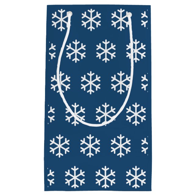 Sacola Para Presentes Pequena Snowflake Blue Christmas Gift Bag (Frente)