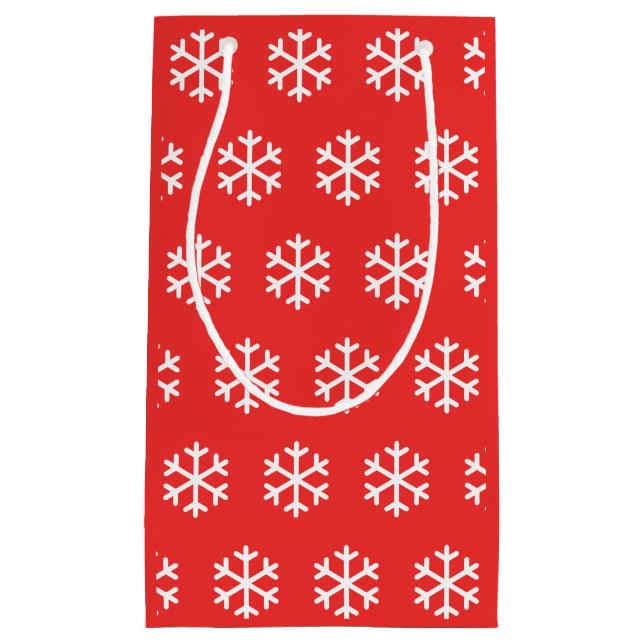 Sacola Para Presentes Pequena Snowflake Red Christmas Gift Bag (Frente)