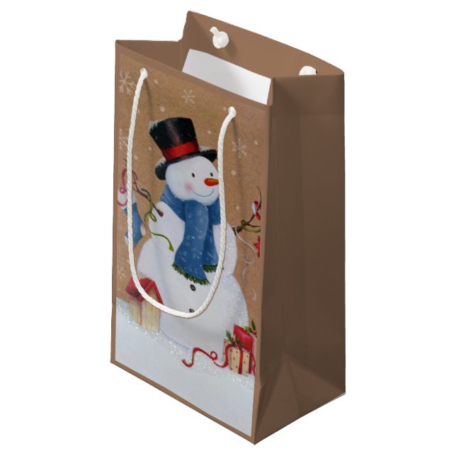 Sacola Para Presentes Pequena Snowman (Frente inclinada)