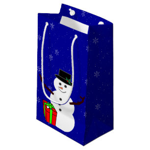 Sacola Para Presentes Pequena Snowman Gift Bag