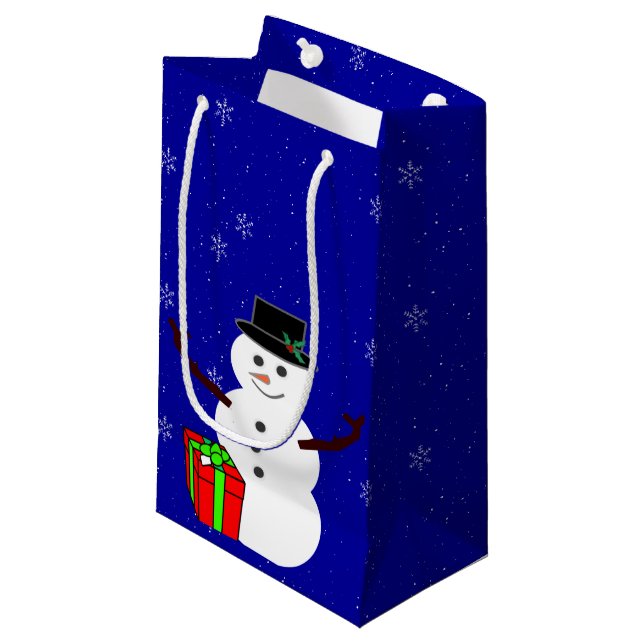 Sacola Para Presentes Pequena Snowman Gift Bag (Frente inclinada)