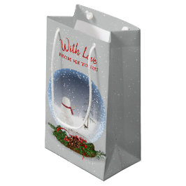 Sacola Para Presentes Pequena Snowman No Globo De Neve De Natal