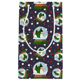 Sacola Para Presentes Pequena Snowman Snow Globes