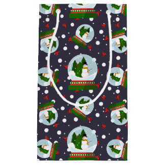 Sacola Para Presentes Pequena Snowman Snow Globes