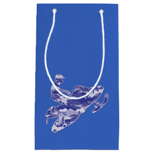 Sacola Para Presentes Pequena Snowmobile na camuflagem azul