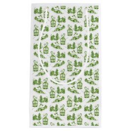 Sacola Para Presentes Pequena Snowy Christmas Toile | verde