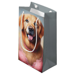 Sacola Para Presentes Pequena Sobrevivência do Câncer da Mama do Retriever do ou