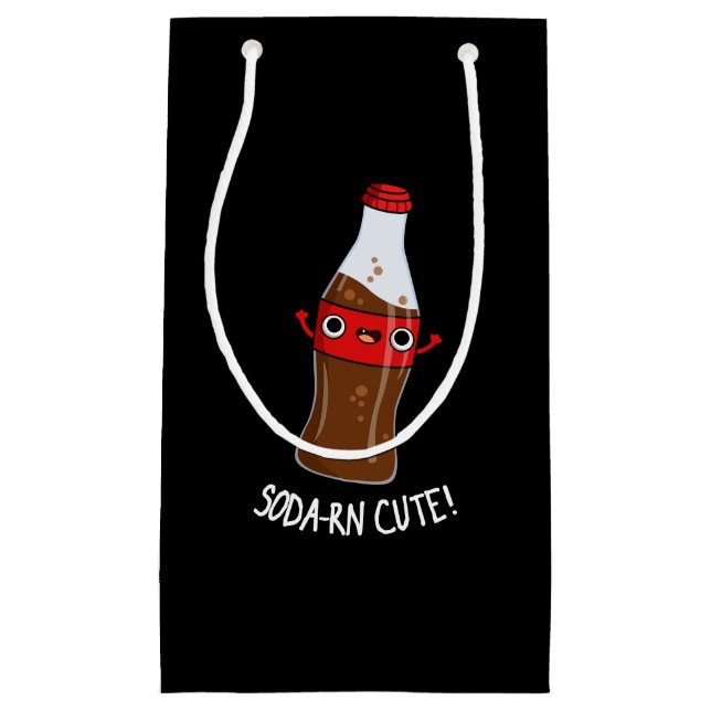 Sacola Para Presentes Pequena Soda-rn Cute Engraçado Soda Pun Dark BG (Frente)