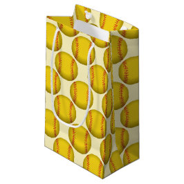 Sacola Para Presentes Pequena Softball amarelo