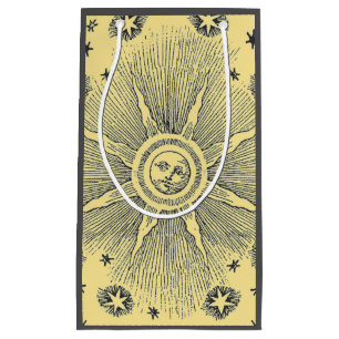 Sacola Para Presentes Pequena Sol venenoso e estrelas céu medieval celeste draw
