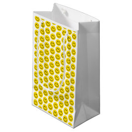 Sacola Para Presentes Pequena Sorria Amarelo Preto Branca Diversão Emoji Retro