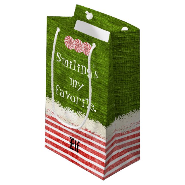 Sacola Para Presentes Pequena "Sorrindo minhas" citações favoritas do duende do (Frente inclinada)