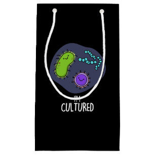 Sacola Para Presentes Pequena Sou Culturada Bactérias Engraçadas Pun Dark BG