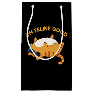 Sacola Para Presentes Pequena Sou Feline, Gato Gordo Engraçado Gato Pun Dark BG