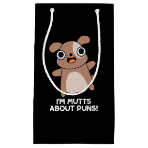 Sacola Para Presentes Pequena Sou Mutts sobre Puns Dark BG