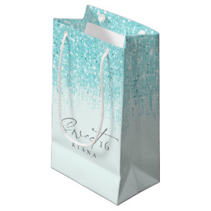 Sacola Para Presentes Pequena Sparkles Doce Dezesseis Teais ID912