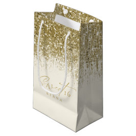 Sacola Para Presentes Pequena Sparkles Sweet Six Dourado ID912