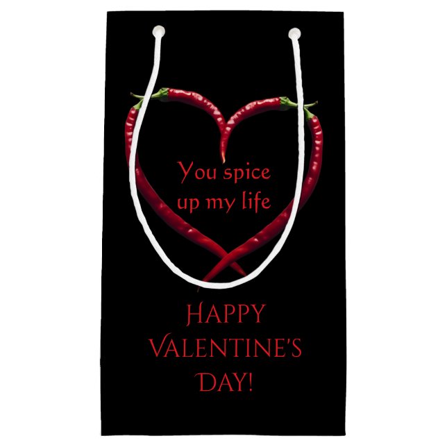 Sacola Para Presentes Pequena Spicy Chili Pepper Heart (Frente)