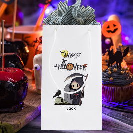 Sacola Para Presentes Pequena Spooky Grim Reaper Graveyard Crow Gothic Halloween