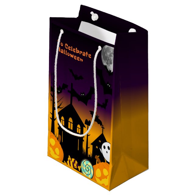 Sacola Para Presentes Pequena Spooky Halloween Night Gift Bag (Frente inclinada)
