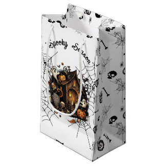 Sacola Para Presentes Pequena 👻 Spooky Season Assombrada Casa Branca de Present