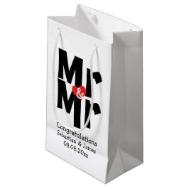 Sacola Para Presentes Pequena Sr. e Sr. Black Red Bold Modern Personalizado