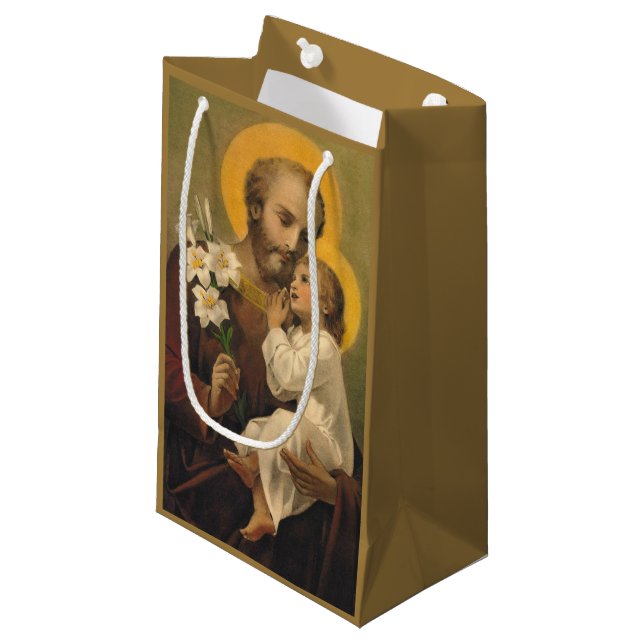 Sacola Para Presentes Pequena St Joseph e bebê Jesus (Frente inclinada)