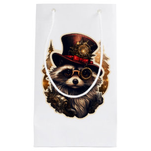 Sacola Para Presentes Pequena Steampunk Christmas Raccoon