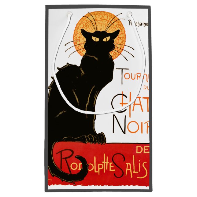 Sacola Para Presentes Pequena Steinlen Black Cat Classic French Trabalho de arte (Verso)