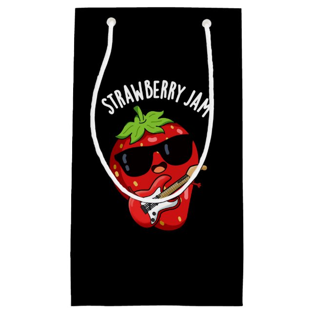 Sacola Para Presentes Pequena Strawberry Jam Funny Fruta Pun Dark BG (Frente)