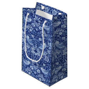 Sacola Para Presentes Pequena Strawberry Thef Blue Monotone, William Morris