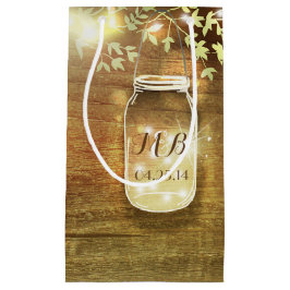 Sacola Para Presentes Pequena String Lights Mason Jar Rustic Weding