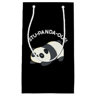 Sacola Para Presentes Pequena Stu-panda Funny Panda Pun Dark BG