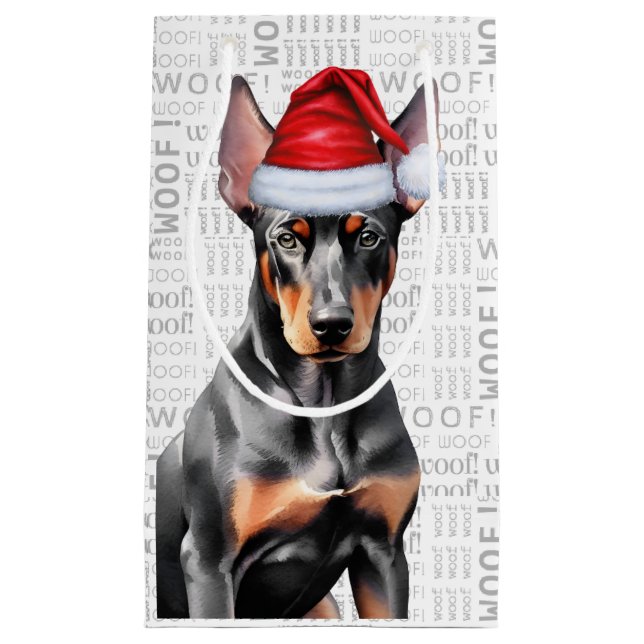Sacola Para Presentes Pequena Stylish and Funny Doberman Lover Christmas (Frente)