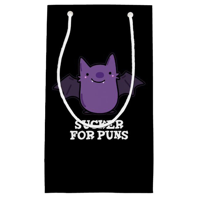 Sacola Para Presentes Pequena Sucker Para Peças Engraçadas Bebê Bat Pun Dark BG (Frente)