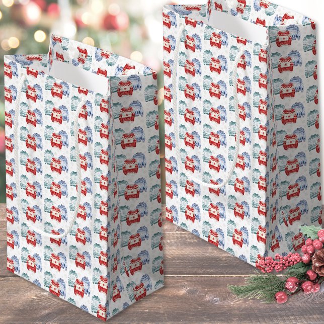 Sacola Para Presentes Pequena Suéter Feio de Festa Natalino (Festive Ugly Sweater Pattern Christmas Small Gift Bag)