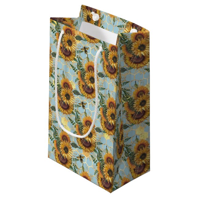 Sacola Para Presentes Pequena Sunflower and Bee Series Design Dez (Frente inclinada)