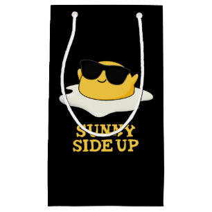 Sacola Para Presentes Pequena Sunny Side Up Funny Fried Egg Pun Dark BG