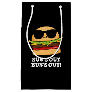 Sacola Para Presentes Pequena Sun's Out Bun's Out Engraçado Burger Pun Dark BG