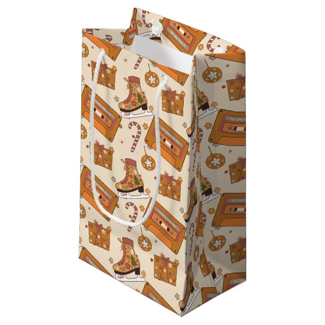 Sacola Para Presentes Pequena Superfloral Retro Christmas Joy (Frente inclinada)