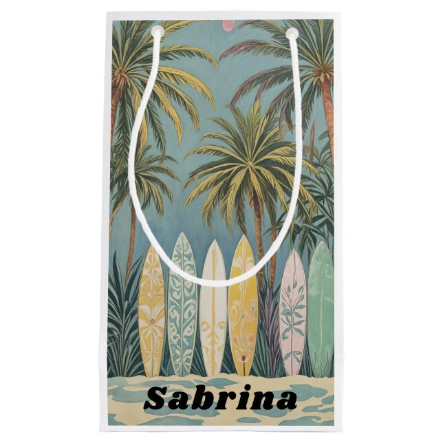 Sacola Para Presentes Pequena Surf, Estilo de Pastel Personalizado (Frente)