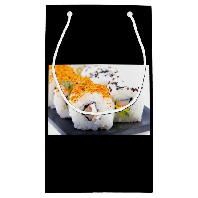 Sacola Para Presentes Pequena Sushi num prato (Verso)