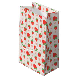 Sacola Para Presentes Pequena Sweet Strawberris & Heart Gift Bag
