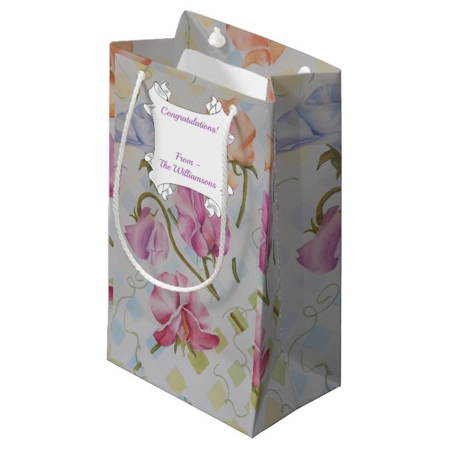 SACOLA PARA PRESENTES PEQUENA SWEETPEAS (Frente inclinada)