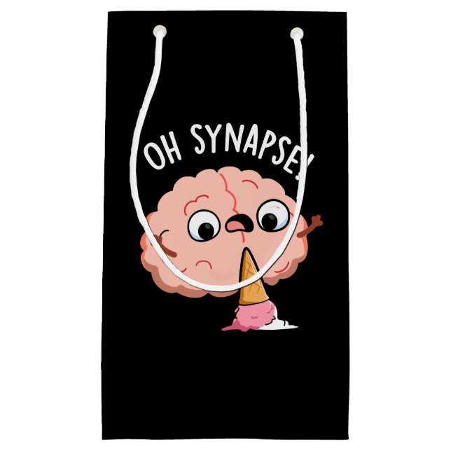 Sacola Para Presentes Pequena Synapse Funny Brain Pun Dark BG (Frente)